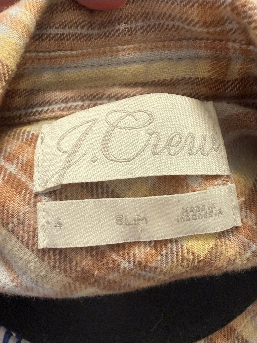 J. Crew Slim-fit western button front shirt in golden hour tartan flannel size 4